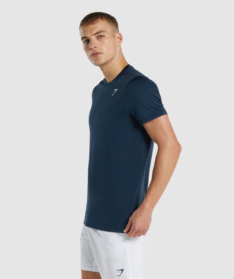 Men's Gymshark Arrival Regular Fit T-Shirts Navy | CA AD5370